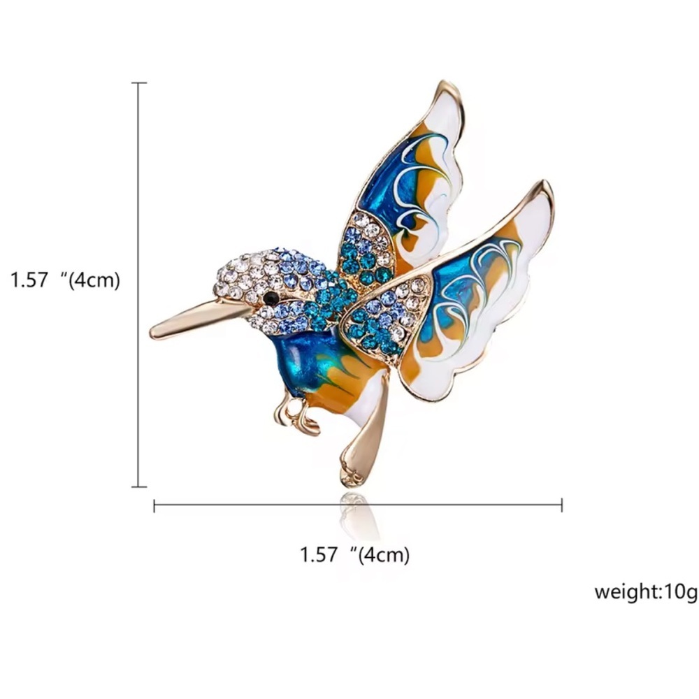 Anthropologie vintage Gold green Hummingbird Brooch - Picture 7 of 7